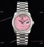 2023 Swiss Replica Rolex Day-Date 36mm 904L CS Cal.3255 Watch Diamond Bezel Pink opal Dial